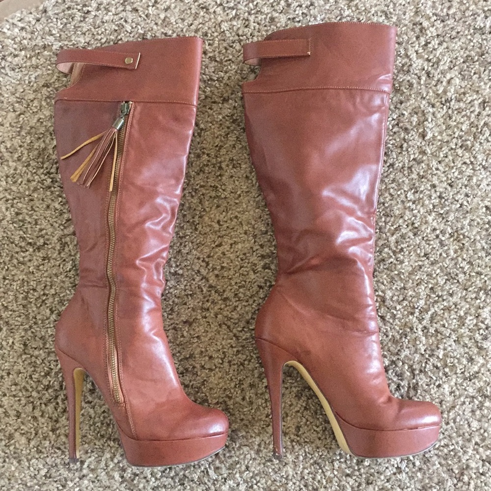 Leather knee boots